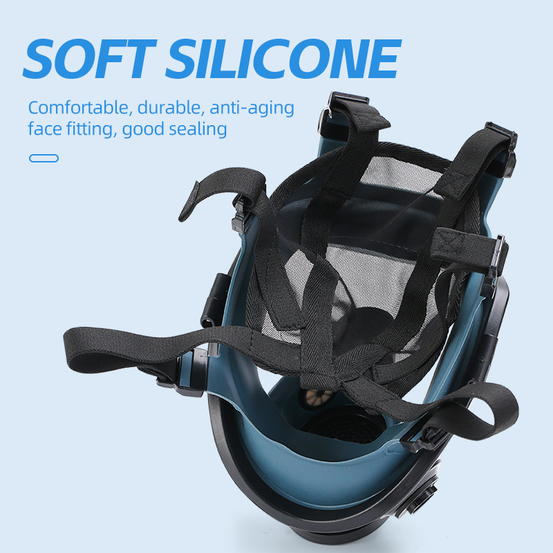 High Quality Full Face Silicone Gas Mask with Adjustable Respirator Personal Respiratory Protection Made of Polycarbonate