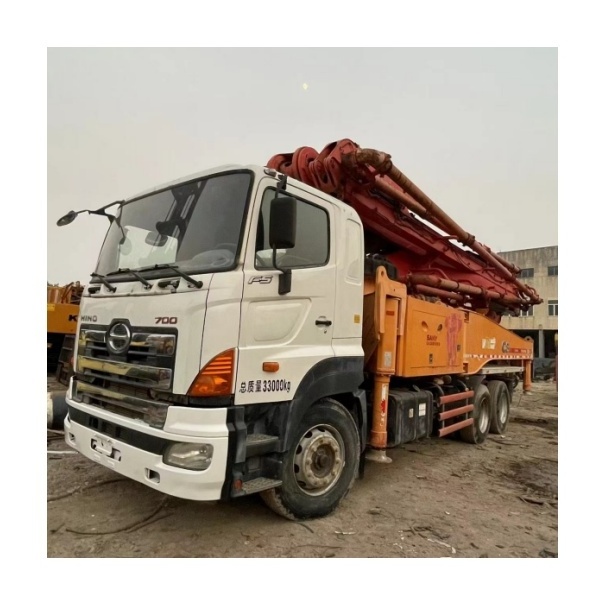 used sany concrete mixer truck with pump with hino 700 chassis for sale