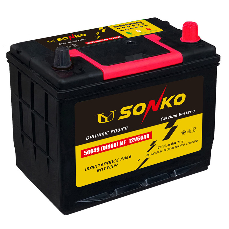 SONKO DIN Standard Maintenance Free Lead Acid Car Battery Wholesale DIN6012V 60Ah Automobile Battery