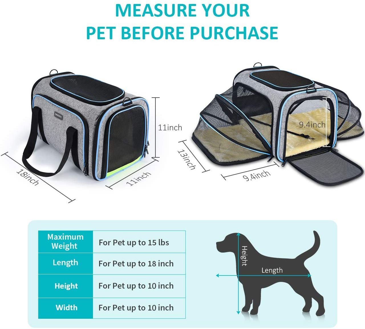 Custom logo Durable Pet travel bag foldable airline pet dog travel carrier bag