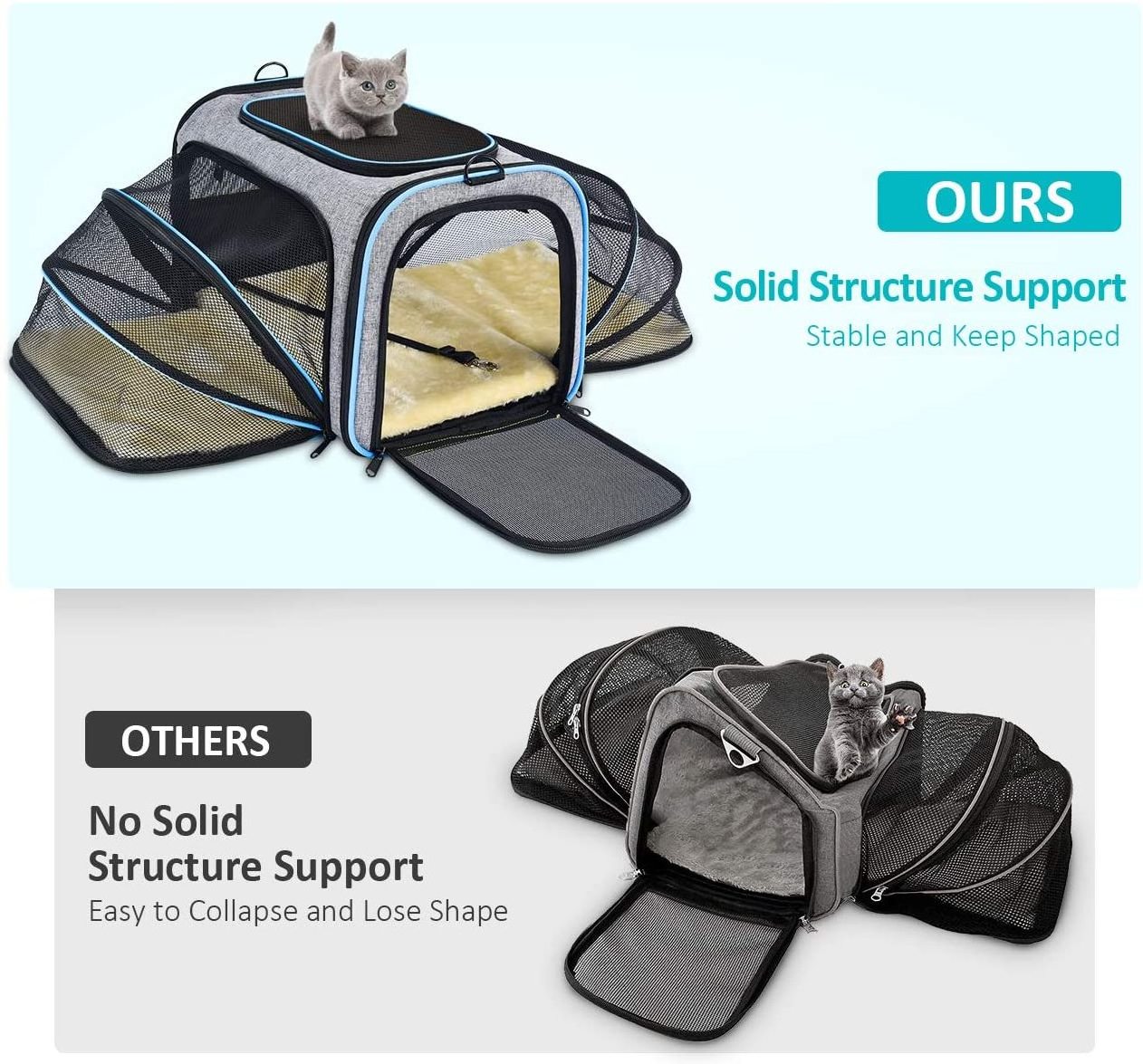 Custom logo Durable Pet travel bag foldable airline pet dog travel carrier bag