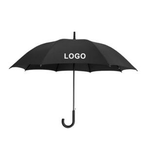 J type handle umbrella promotional custom logo black color golf umbrella