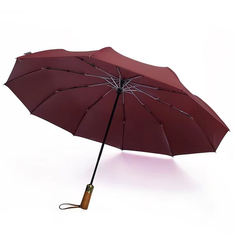 Commercial anti uv automatic open sun rain travel market long wooden handle umbrella with custom logo prints