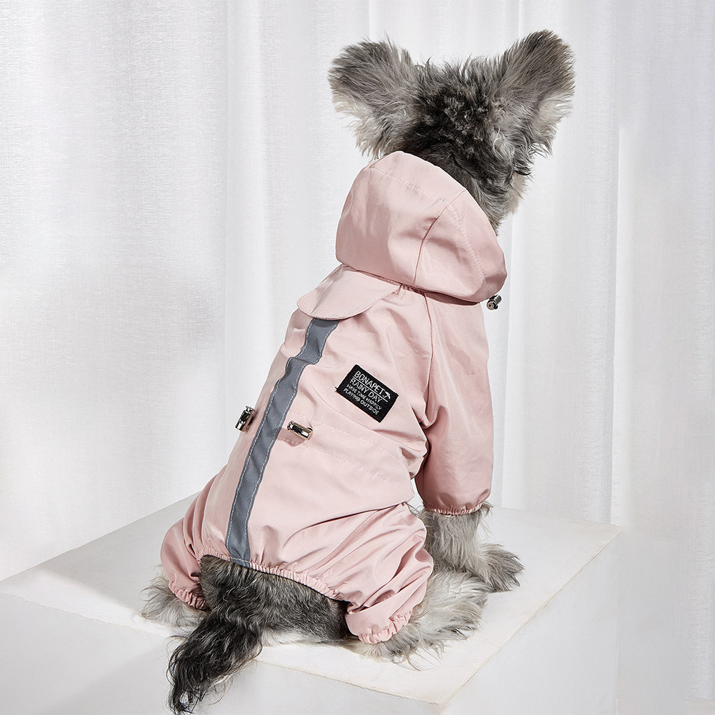 Windproof and Waterproof Pet Raining Jacket Portable Large Dog Raincoat Reflective Clothes Hoodie Pet Dog Raincoat