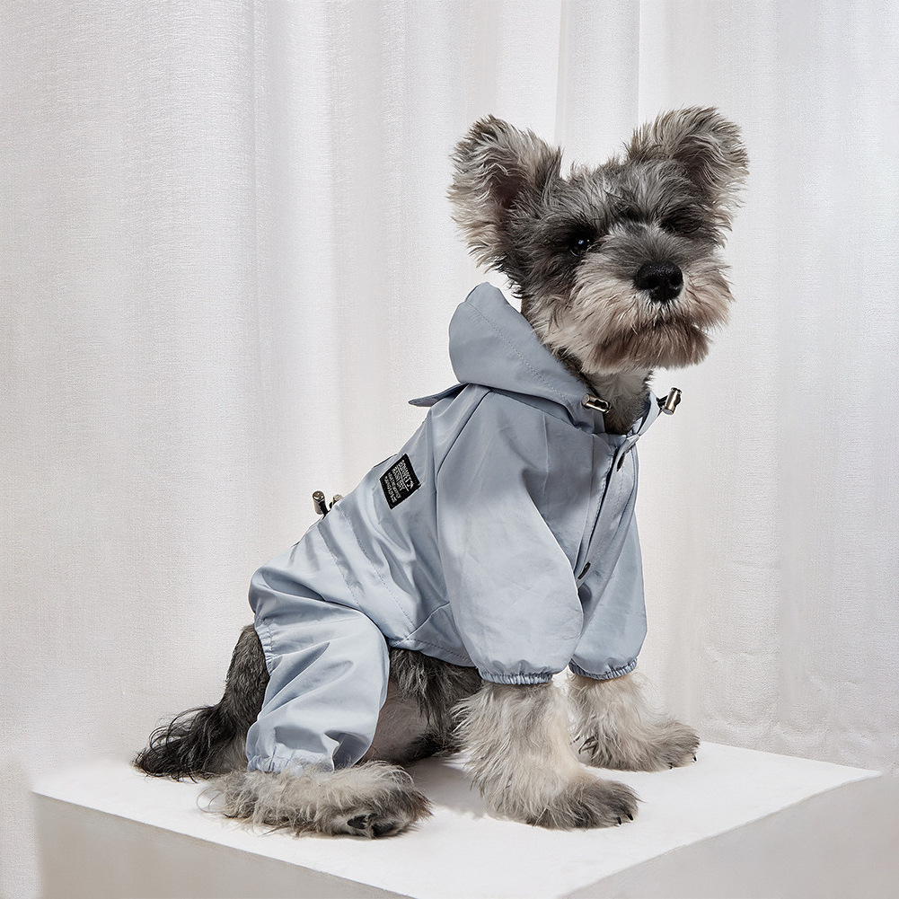 Windproof and Waterproof Pet Raining Jacket Portable Large Dog Raincoat Reflective Clothes Hoodie Pet Dog Raincoat