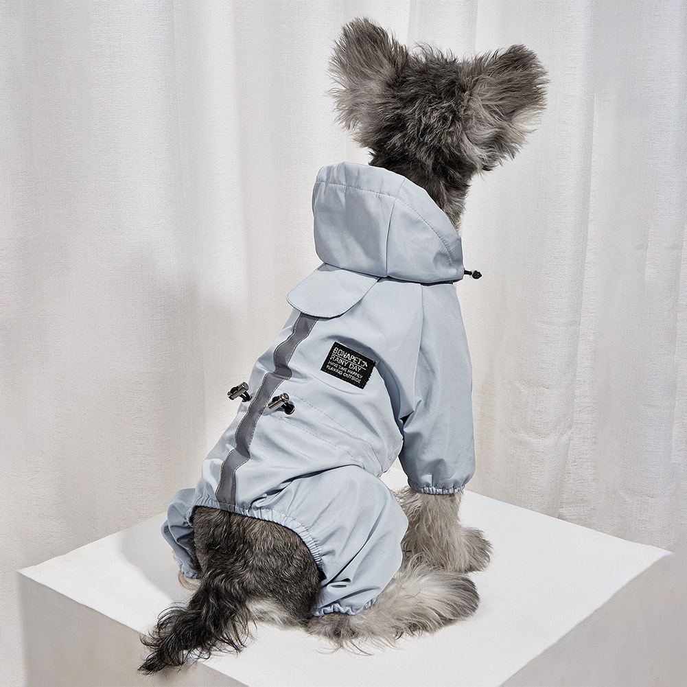 Windproof and Waterproof Pet Raining Jacket Portable Large Dog Raincoat Reflective Clothes Hoodie Pet Dog Raincoat