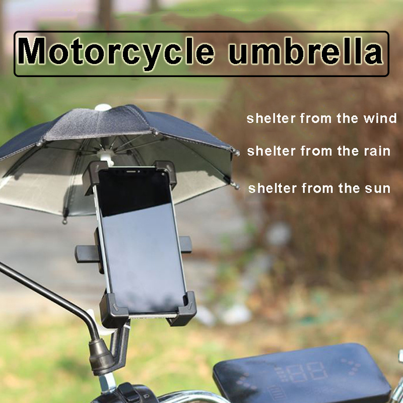 New Design All In 1 Manual Sun Shade Mini Umbrella Gift Set Pocket Motorcycle Holder Stand Mobile Phone Umbrella