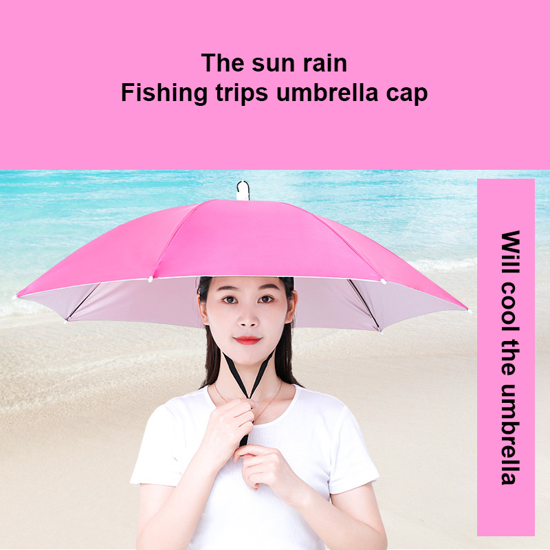 Factory direct sales customized logo printed umbrella hat for Adults and Kids Safe Mini Rainbow Head Hat Umbrella