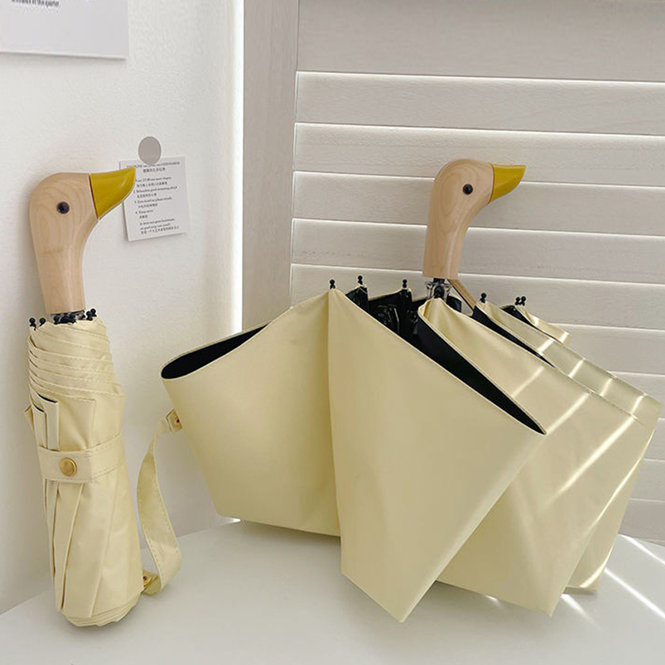 Fashionable and Cute Duck Head Handle Sun Umbrella Sun Protection and UV Protection Folding Umbrella Creative Umbrella