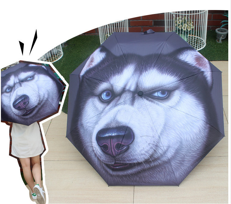 Creative Personality Husky umbrella two dog lovers umbrella cat rain and sunshine umbrella