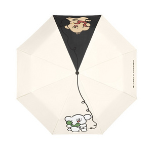 Cute Dog umbrella woman rain and sunshine dual-use Cartoon Lines Automatic Sun Umbrella Sun UV umbrella