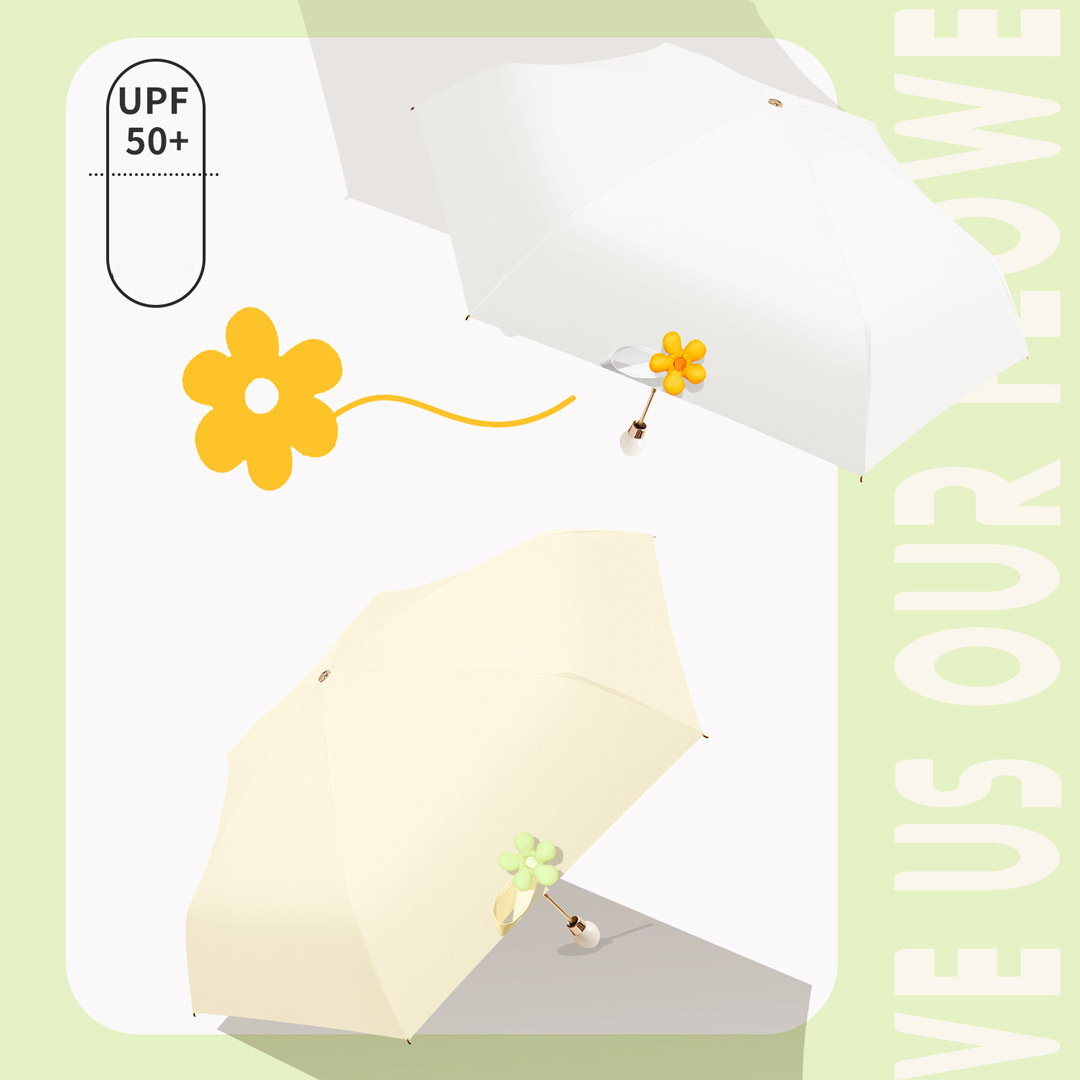 bud High color value Rain or shine umbrella UV protection Umbrella women's cartoon Pretty umbrella Small color blocks