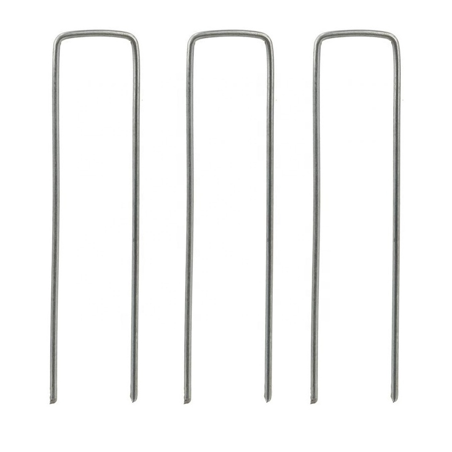 Custom Carbon Steel Galvanized Heavy Duty Rod Square U Shaped Securing Pegs U Pins for Garden Stakes Ground Grass Lawn Turf