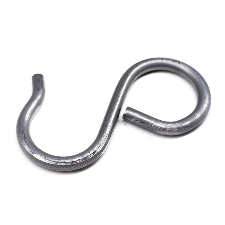 Factory Custom Wholesale Iron Metal Nickel Plating S Shape Hanging Hooks Double End Snap Hook For Rope