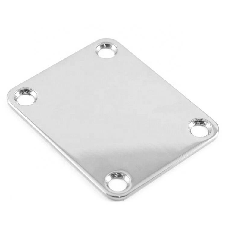 Custom aluminium steel stamping blanks sheet metal stamping parts logo metal square joint plate neck plate for electric guitar