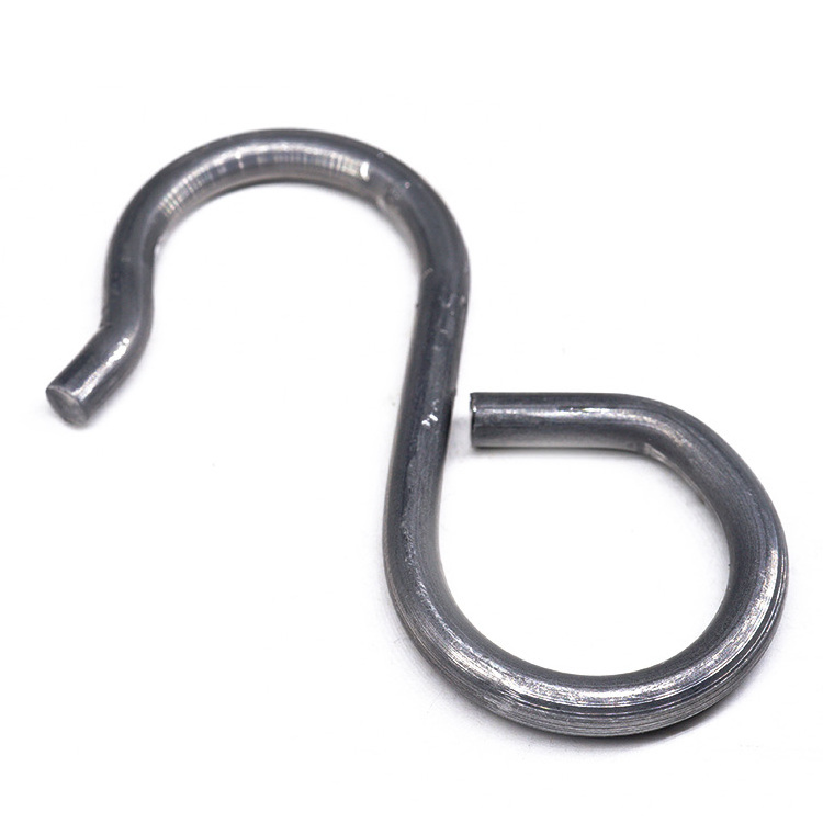 Factory Custom Wholesale Iron Metal Nickel Plating S Shape Hanging Hooks Double End Snap Hook For Rope