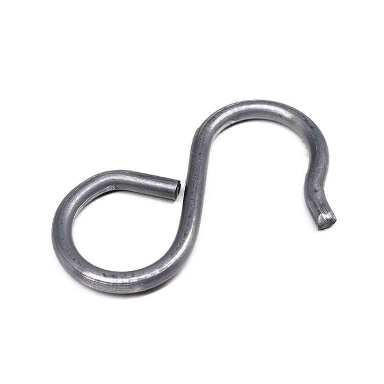 Factory Custom Wholesale Iron Metal Nickel Plating S Shape Hanging Hooks Double End Snap Hook For Rope