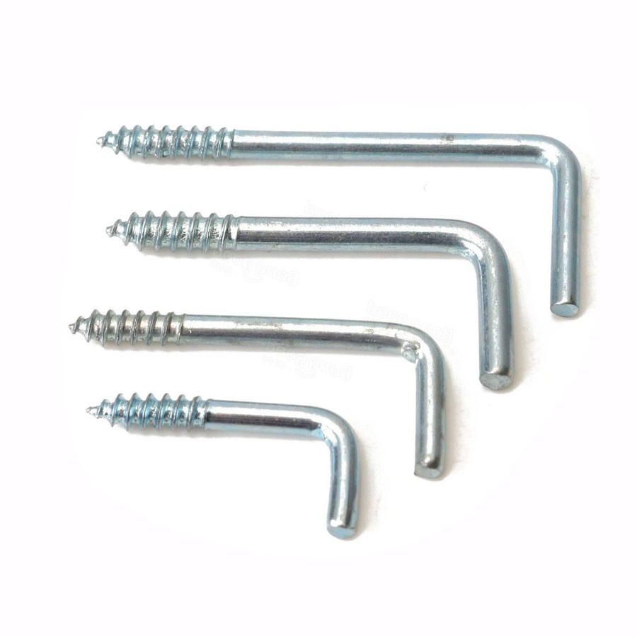 Custom Open Type Stainless Steel Screw Eye Hook L Type C Type Shaped Screw Hook Self Tapping Screws Square Cup Hook