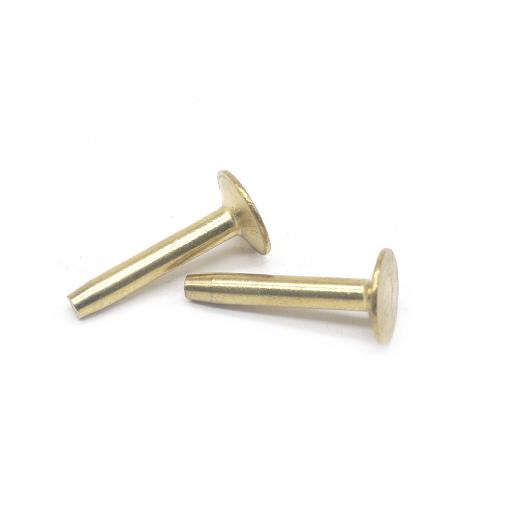 Flat head Half Hollow rivets Semi Tubular Rivet Brass Compression Tube solid Rivets