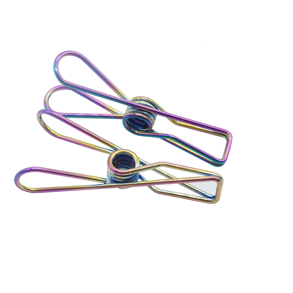 Rainbow Colors Hollow Out Metal Wire Binder Fishtail Paper Clip Stainless Steel Hanging Pegs Cloth Pin DIY Clamp Clips