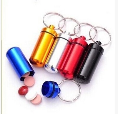 Stock hot sale color anodized aluminum pill container, pill case, pill box