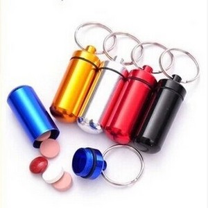 Stock hot sale color anodized aluminum pill container, pill case, pill box