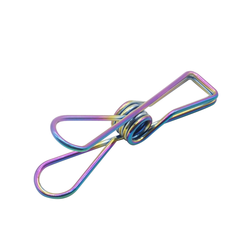 Rainbow Colors Hollow Out Metal Wire Binder Fishtail Paper Clip Stainless Steel Hanging Pegs Cloth Pin DIY Clamp Clips