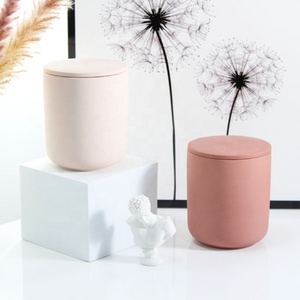 YBH Wholesale Small Ceramic Candle Vessels Matte Nordic Decor Empty Fancy Jars with Lid Candle Making Modern Style Bulk Supply