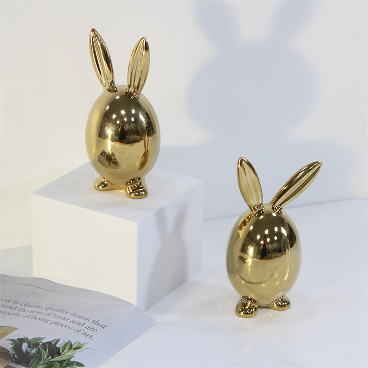 Easter items plating gold ceramic rabbit modern nordic home decoration minimalist luxury home decor for living room