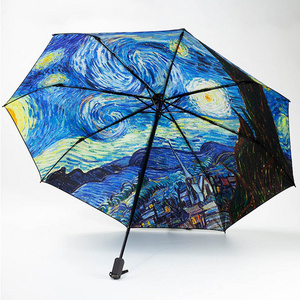 YUBO Van Gogh Oil Painting Printing Custom Manual 3 Folded Umbrella