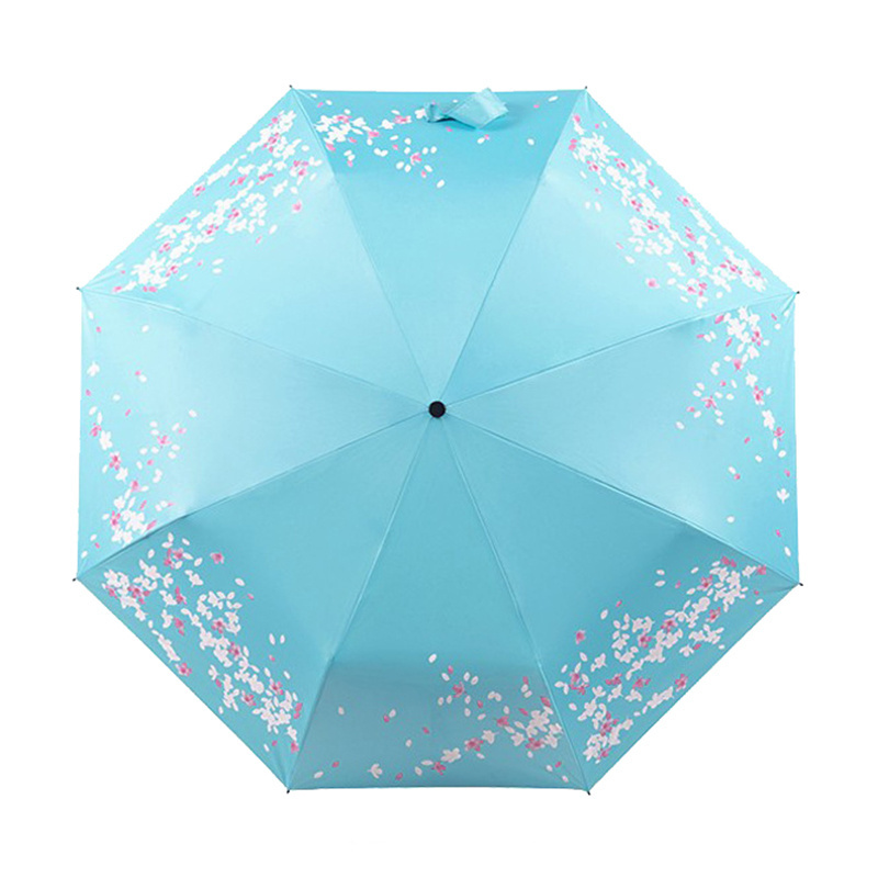 Yubo 21 Inch Japanese Sakura Flower Print Rainy Season Products Color Change Umbrella 3 Fold Umbrella Promotional Umbrella