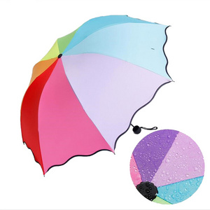 Yubo 8 Colors High Quality Magic Watermark Change Color when Wet 3 Folding Umbrella