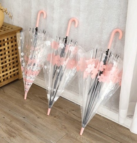 YUBO Cute Souvenir Gifts Sakura Cherry Auto Open Transparent Clear POE Umbrella