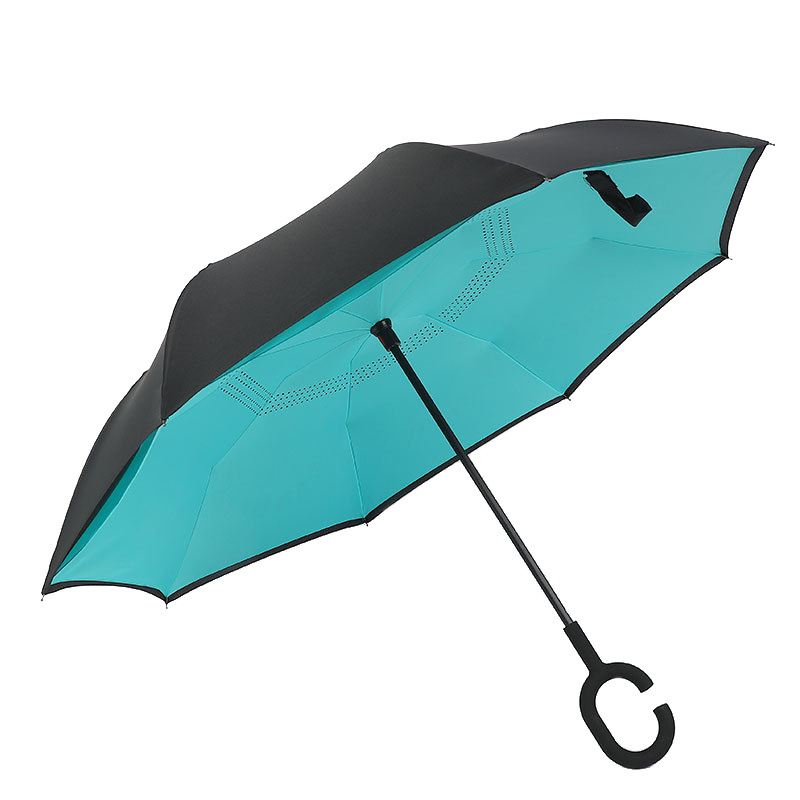 Yubo 23 inch Colorful Inverted Umbrellas Advanced C-shaped Handle Windproof Double Layer Reverse Inverted Umbrellas