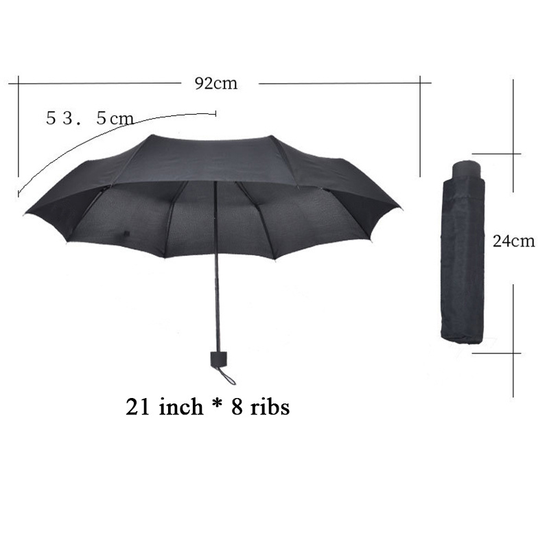 Yubo Manual Open UV Protective Personalized Black Umbrellas Sun Umbrella Cheap 3 Folding Umbrella