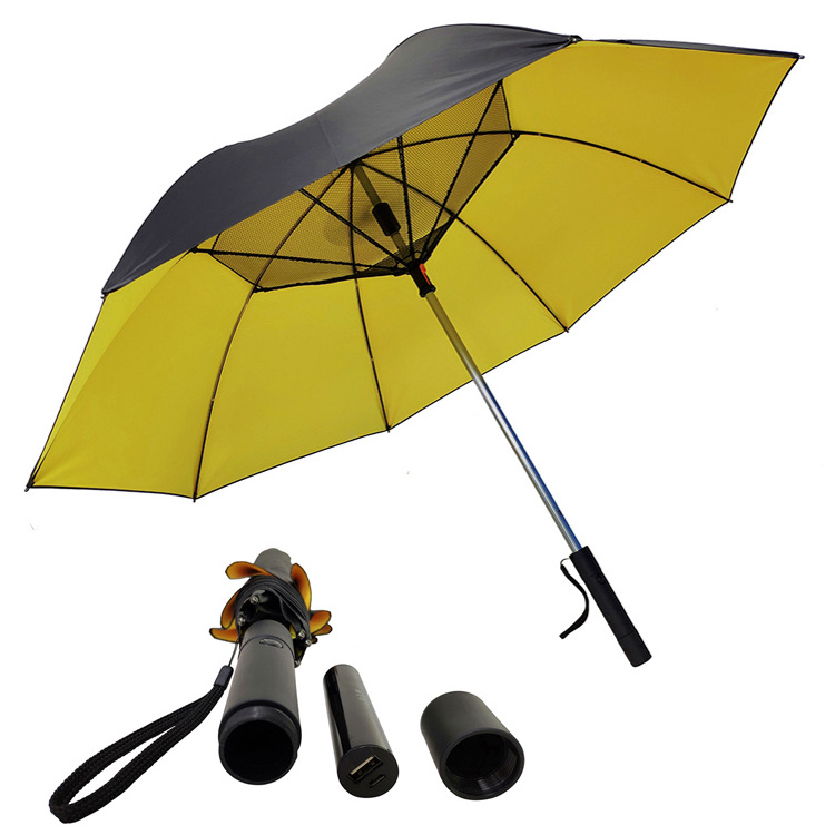 YUBO 2024 Newest Design USB Charge Fan Umbrella with Power Bank Handle