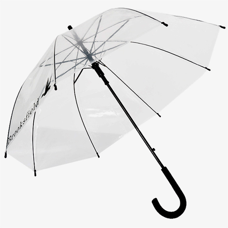 Yubo 23 Inch transparent clear straight umbrella custom logo cheap POE umbrella