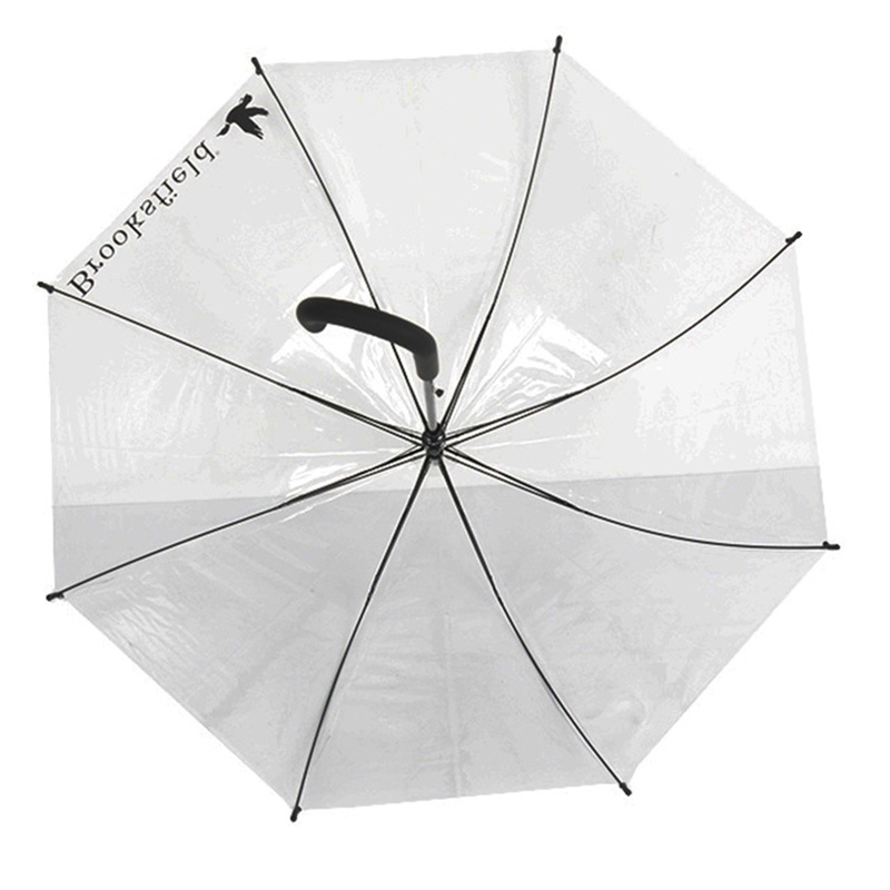 Yubo 23 Inch transparent clear straight umbrella custom logo cheap POE umbrella