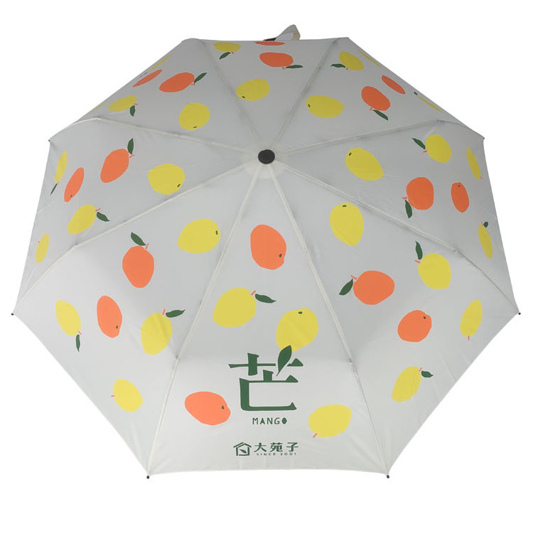 YUBO High Quality Summer Fruits Printing Manual Open 3 Fold Umbrella for Gifts