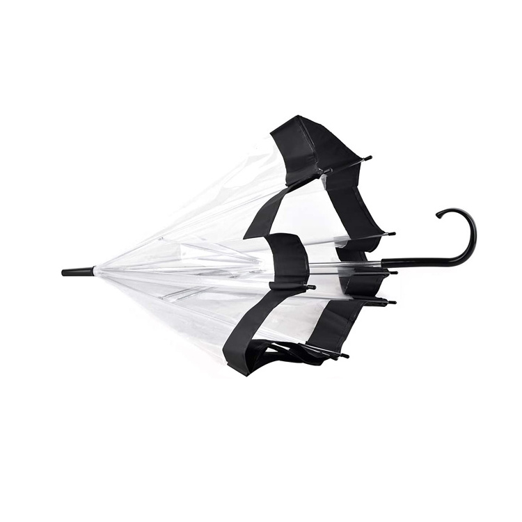 21 Inch Clear Bubble Umbrellas Wedding Style Transparent Stick Umbrellas with Auto Open