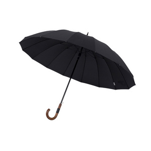 25 inch 16 ribs Outdoor Auto Open Large Size Black Umbrella for Adults