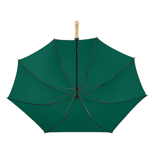 Yubo Manual hand open 23 inch 8 ribs wood handle cheap green straight umbrella with custom logo