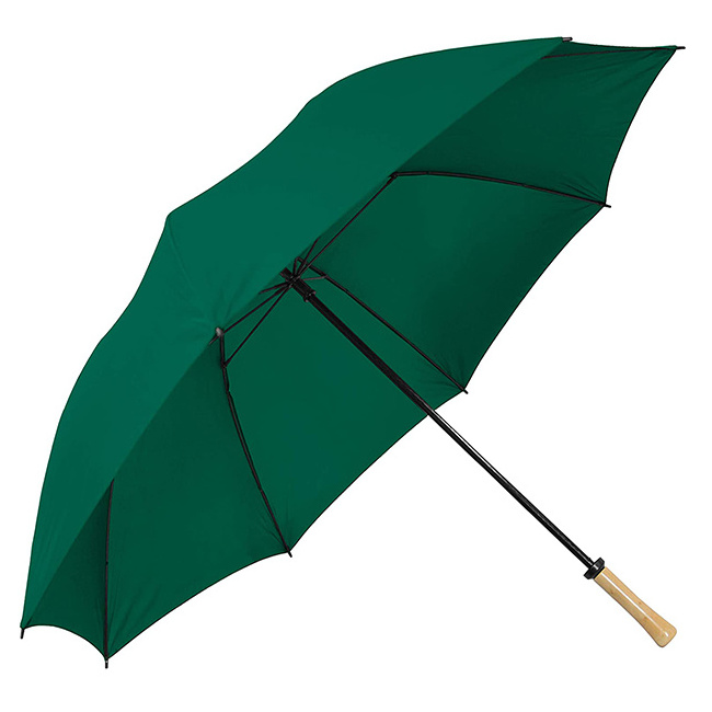 Yubo Manual hand open 23 inch 8 ribs wood handle cheap green straight umbrella with custom logo