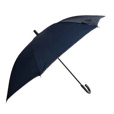 Yubo Auto open 27 inch 8 ribs windproof frame plaid piping edge business Japan market custom big straight umbrella