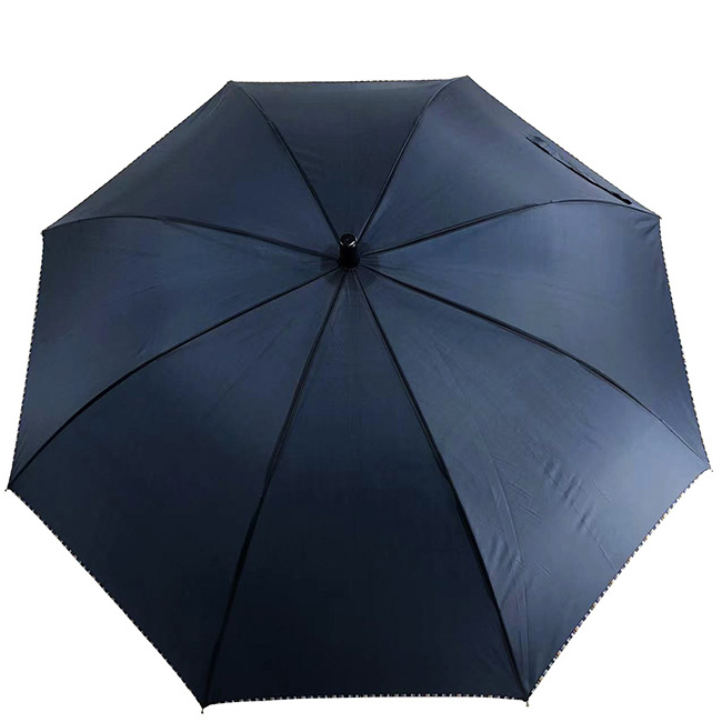 Yubo Auto open 27 inch 8 ribs windproof frame plaid piping edge business Japan market custom big straight umbrella