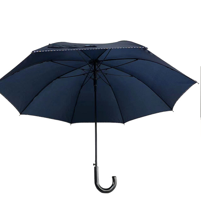 Yubo Auto open 27 inch 8 ribs windproof frame plaid piping edge business Japan market custom big straight umbrella