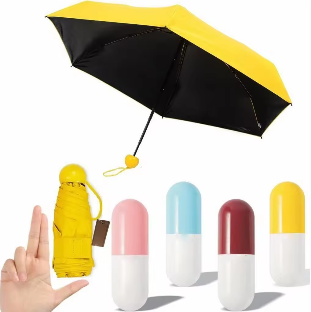 YB Sun Protection UV Travel Custom Mini Pocket Ladies Umbrella 5 Fold outdoor Compact Capsule umbrella with logo