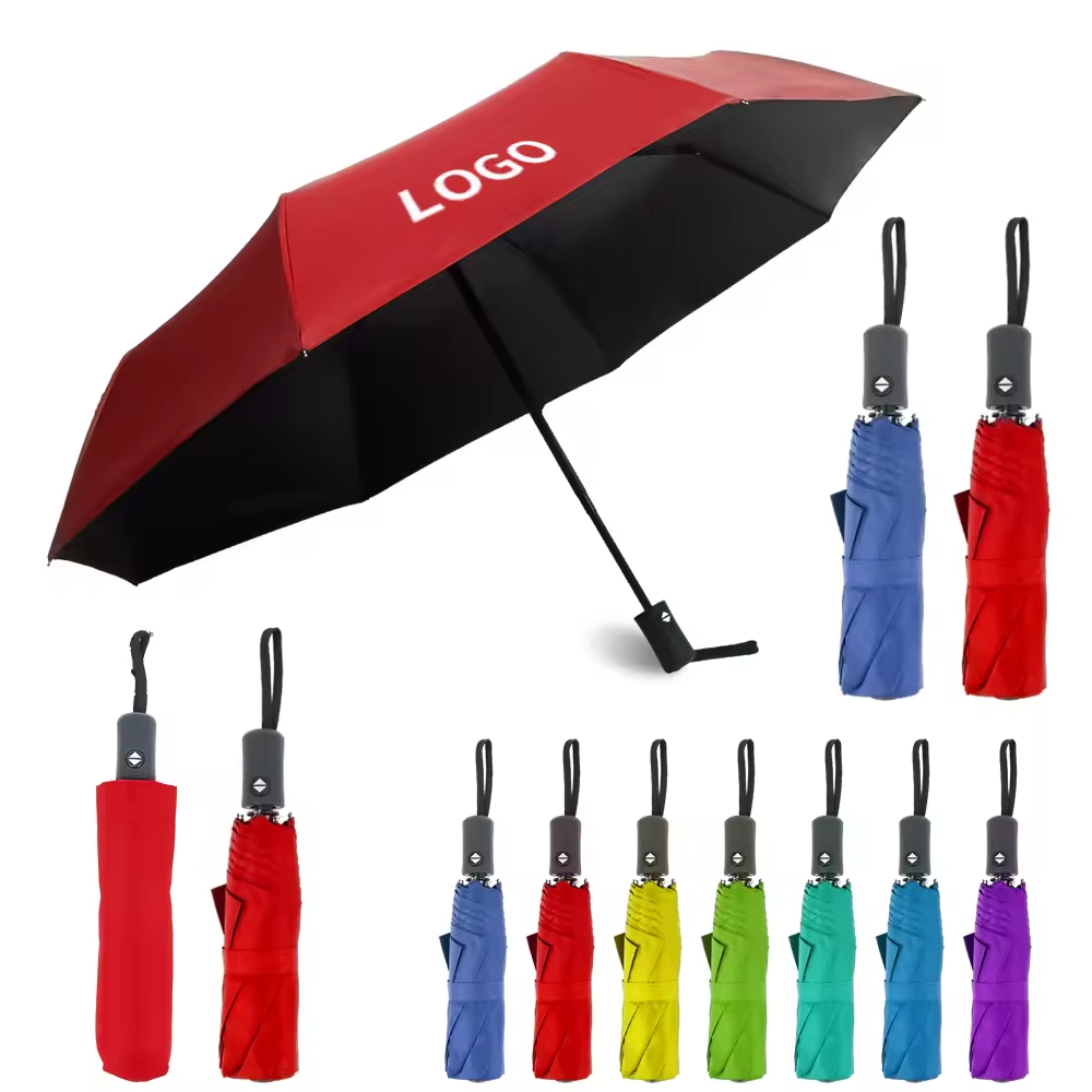 YB Payung parapluie sombrillas portable travel foldable compact custom logo paraguas auto 3 folding umbrella automatic