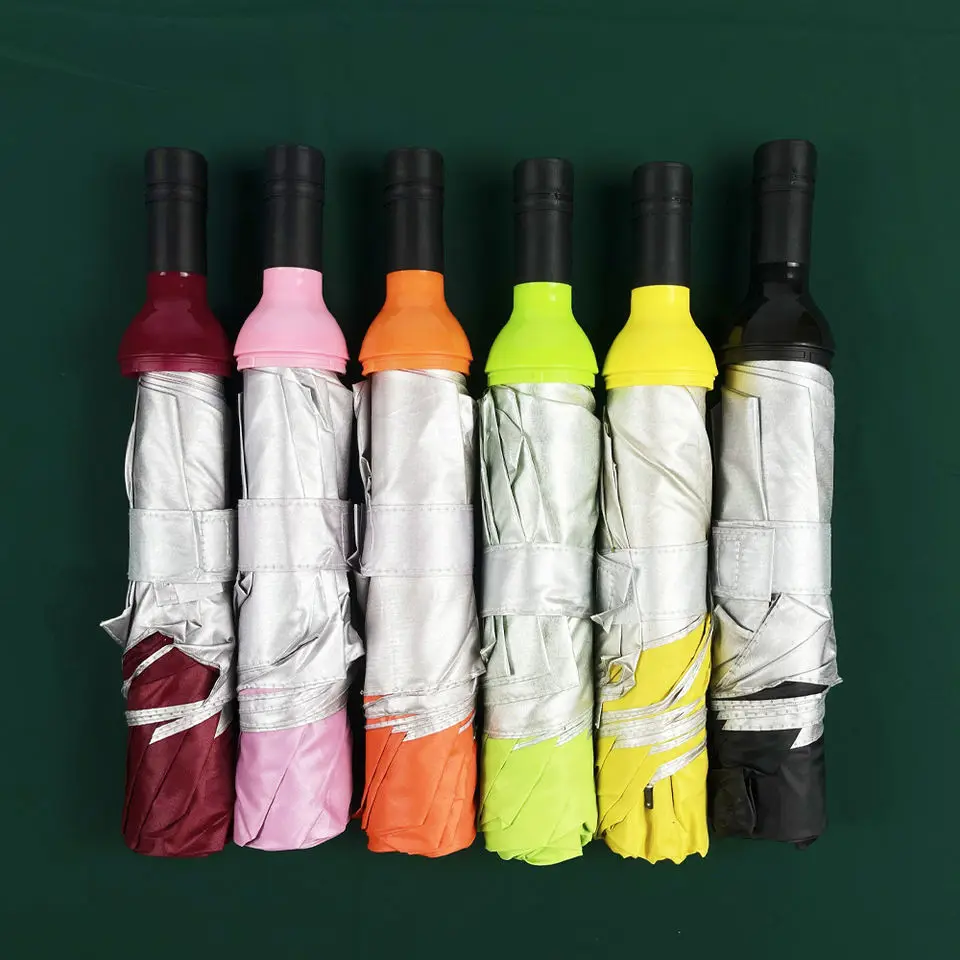 YB Custom Wholesale Cheap Print Bottle Beer 3 Folding Wine Umbrella