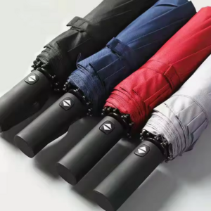 YB Umbrella Supplier Fully-automatic Umbrella Black Pongee Waterproof Auto Open Paraguas 3 Folding Uv Automatic Umbrella